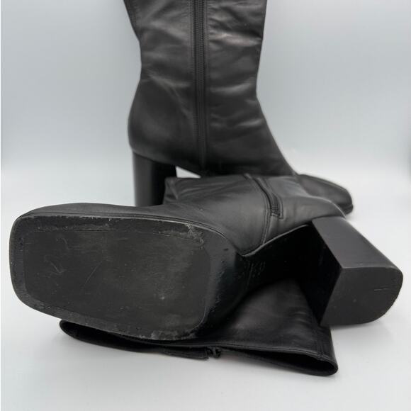 Reformation Nylah Knee High Black Leather GoGo Boots Size 9.5 - Picture 5 of 6